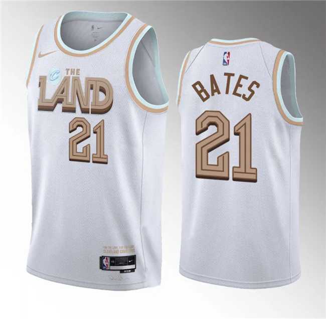 Mens Cleveland Cavaliers #21 Emoni Bates White 2023 Draft City Edition Stitched Jersey Dzhi->cleveland cavaliers->NBA Jersey